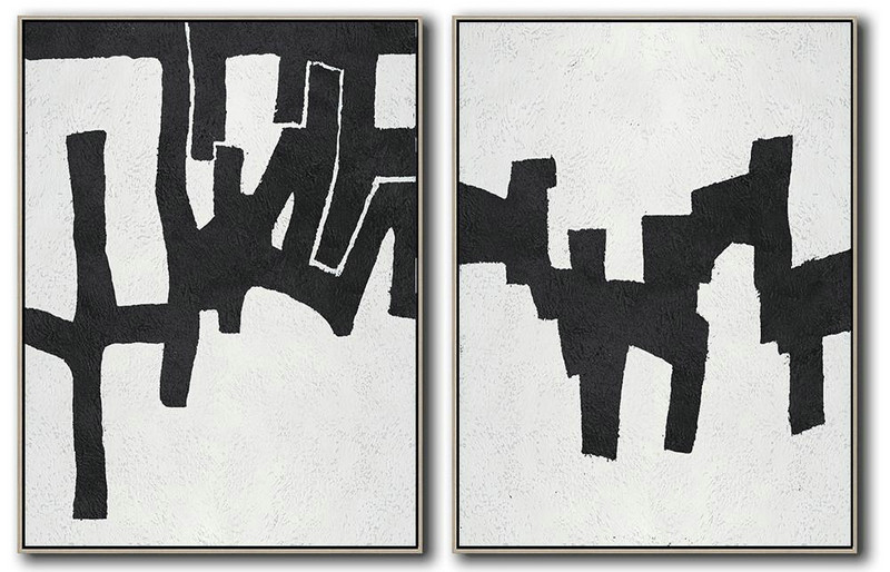 Extra Large Acrylic Painting On Canvas,Set Of 2 Minimal Painting On Canvas - Abstract Artwork Online
